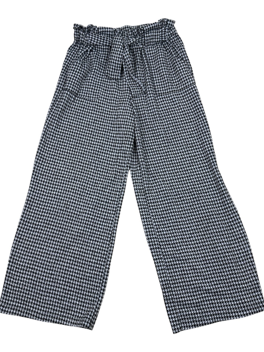 Mango Girls Houndstooth Wide-Leg Pants - Black & White